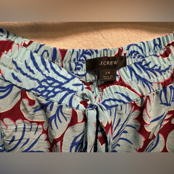 J. Crew Women’s Pull-On Silk Pant Aqua Paisley Size 14 - Picture 4 of 8